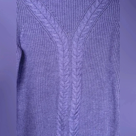 Talbots Wool Blend Sweater Purple Cable Knit Mock Turtleneck Womens Size Medium - Picture 3 of 8
